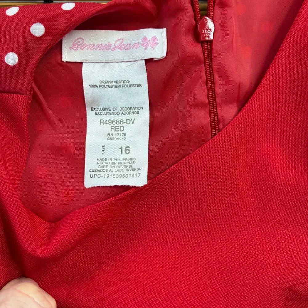Bonnie Jean Girls Red Polka Dot Sleeveless Knot Front Dress Size 16 R49686-DV